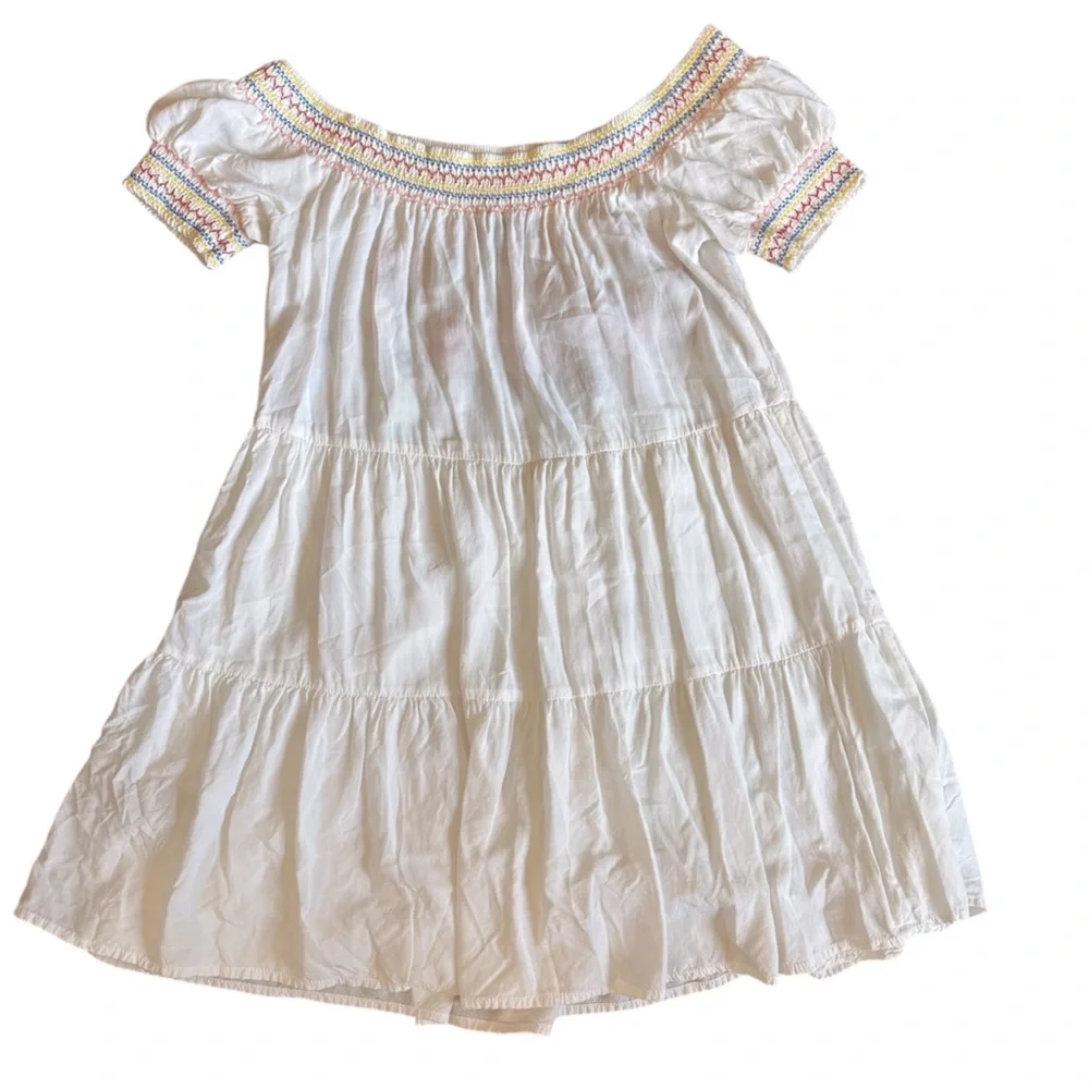 Forever 21 White Girls’ Embroidered Floral Tiered Dress Size L - Picture 2 of 4